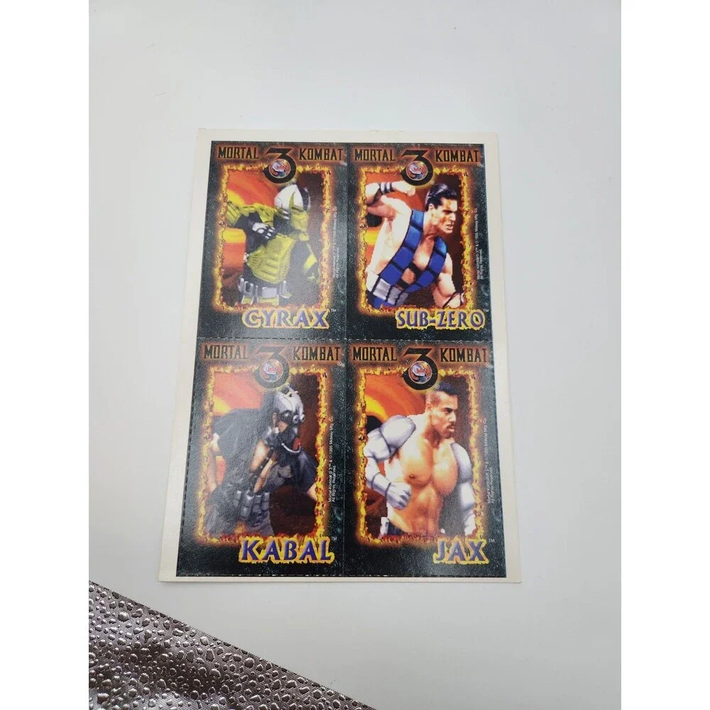 UNCUT SHEET  NINTENDO POWER MAGAZINE MORTAL KOMBAT 3 TRADING CARDS (Lot of 8)
